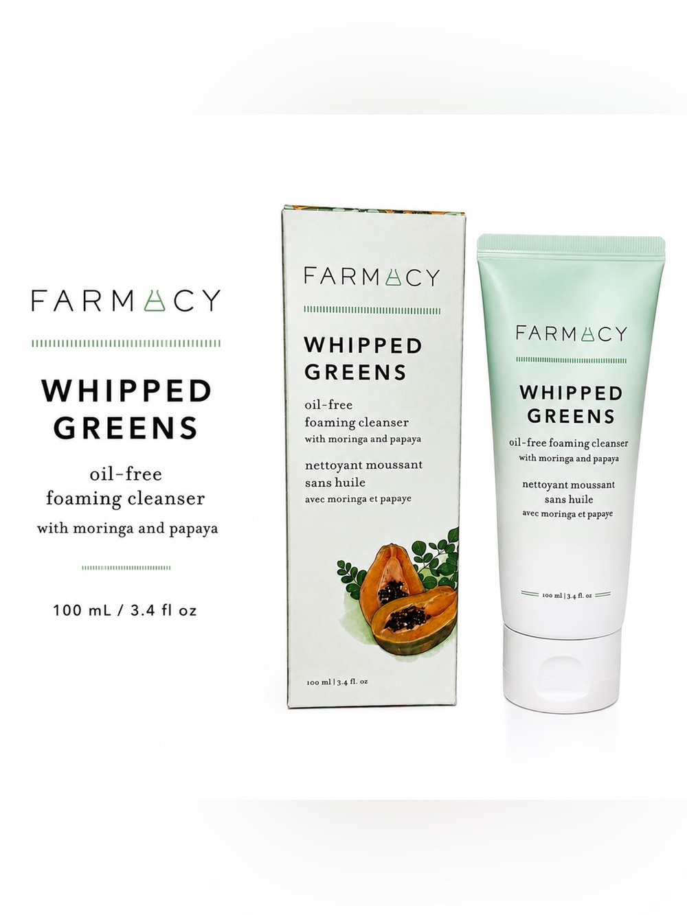 FARMACY Whipped Greens Oil-Free Foaming Cleanser - 3.4 oz / 100 mL - New in Box